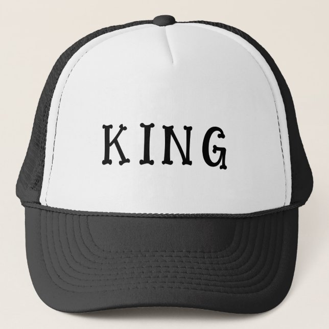 Custom King Text White and Black colour Trucker Ha Hat (Front)