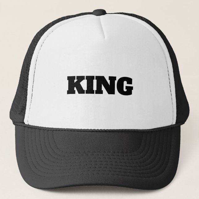 Custom King Text White and Black colour Trucker Ha Hat (Front)