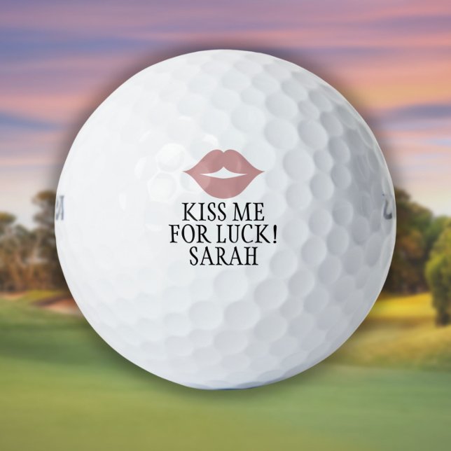 Custom Kiss Me For Luck Pink Lips  Golf Balls (Custom Kiss Me For Luck Pink Lips Golf Balls)