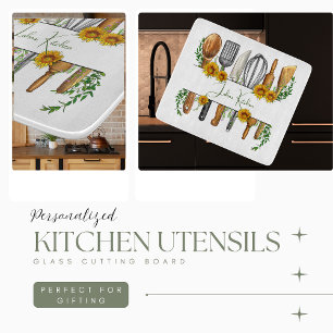 Custom Kitchen Utensils Glass Cutting Board