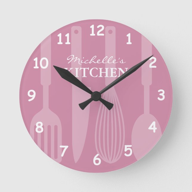Custom kitchen wall clock with cooking utensils (Front)