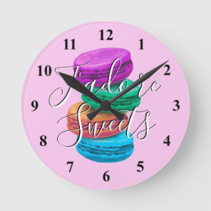 Custom kitchen wall clock with French macaron art