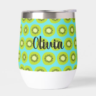 Custom Kiwi Print Tumbler with Blue Background