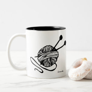 Custom Knitting Lover Gift Personalized Knitting Two-Tone Coffee Mug