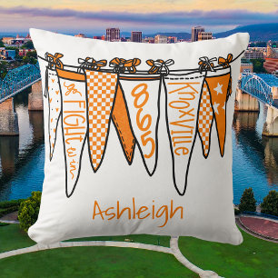 Custom Knoxville Orange & White Pennants Dorm Throw Pillow