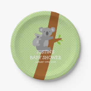 Custom koala bear polka dots baby shower plates