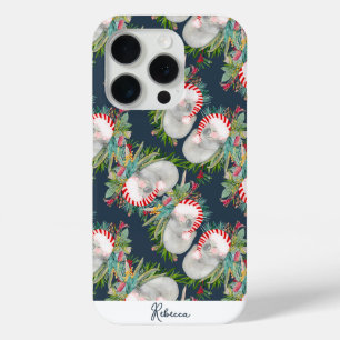 Custom Koala Christmas Blue iPhone 15 Pro Case