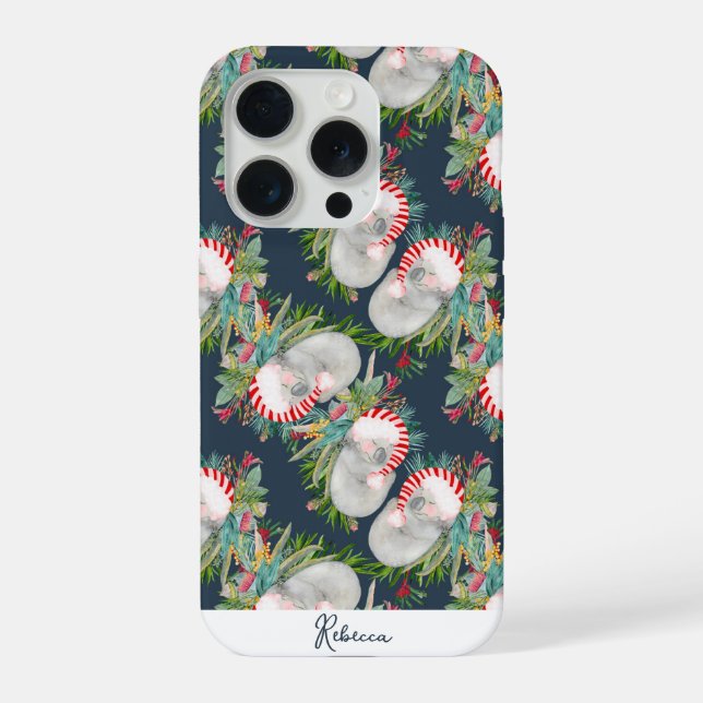 Custom Koala Christmas Blue iPhone Case (Back)