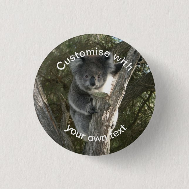 Custom Koala Climbing a Tree 1 Inch Round Button (Front)
