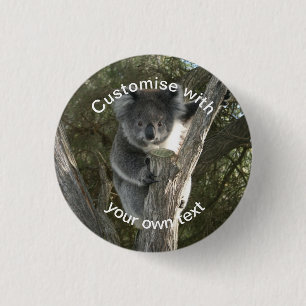 Custom Koala Climbing a Tree 1 Inch Round Button