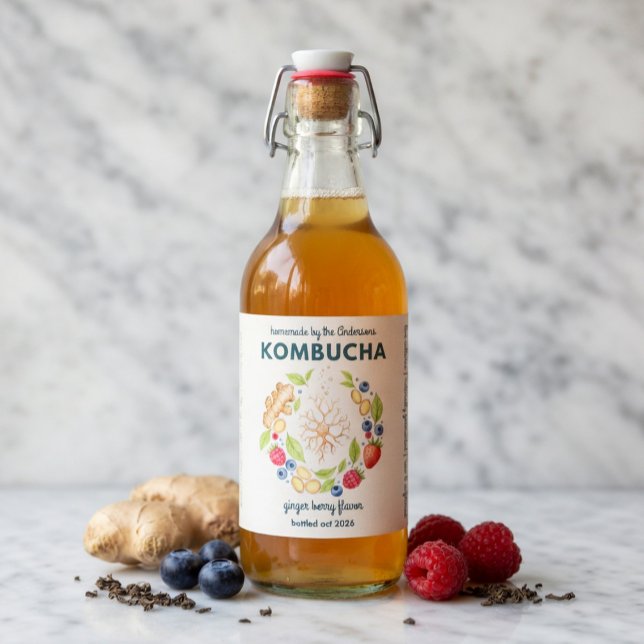 Custom Kombucha Botanical Bottle Label  (Creator Uploaded)