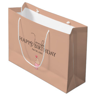 Custom Korean Finger With Heart Happy Birthday Large Gift Bag
