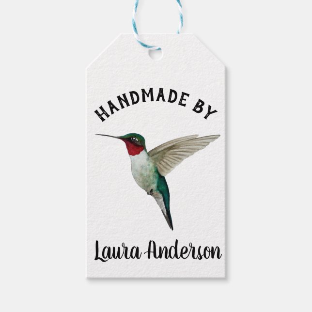 Custom Kraft Hummingbird Gift Tags (Front)