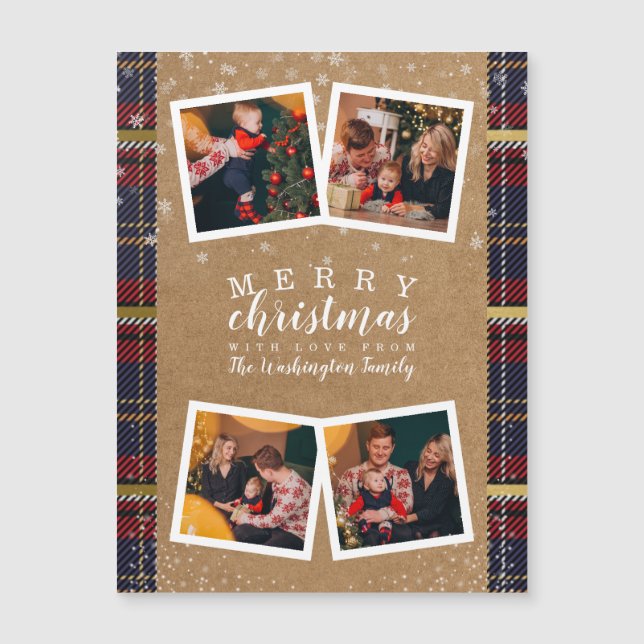 Custom Kraft & Plaid Christmas Holiday 4 Photo (Front)