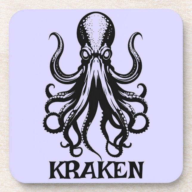 Custom Kraken Octopus Squid Name Personalized Coaster (Front)