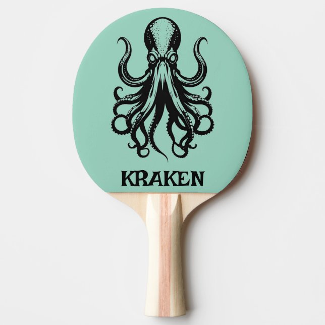 Custom Kraken Octopus Squid Name Personalized Ping Pong Paddle (Front)
