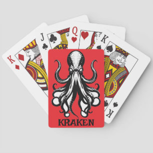 Custom Kraken Octopus Squid Name Personalized Playing Cards