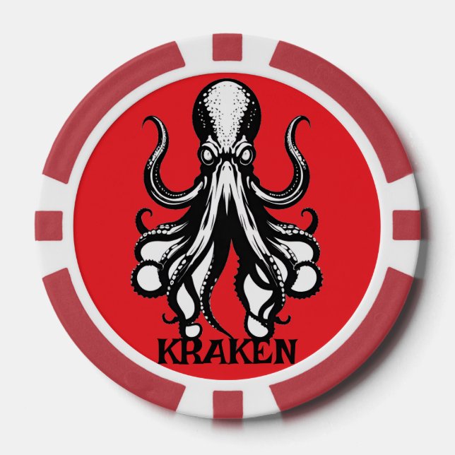 Custom Kraken Octopus Squid Name Personalized Poker Chips (Front)