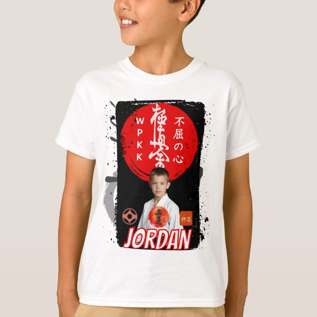 Custom Kyokushin Karate Photo White Kids Shirt (Front)