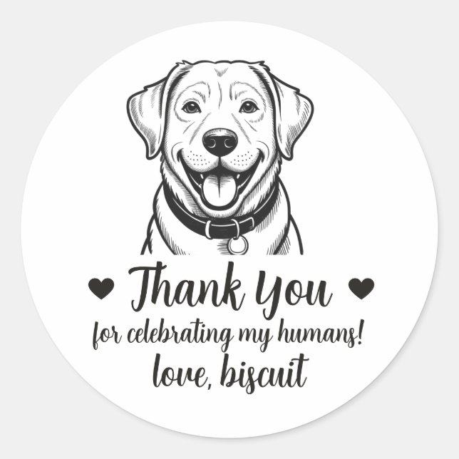 Custom Lab Dog Wedding Favour Stickers (Front)