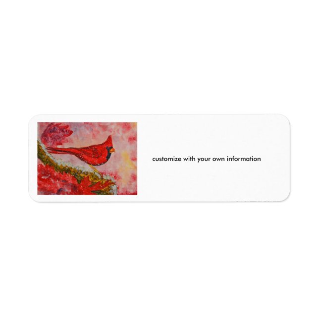 custom label - Cardinal Watercolor (Front)