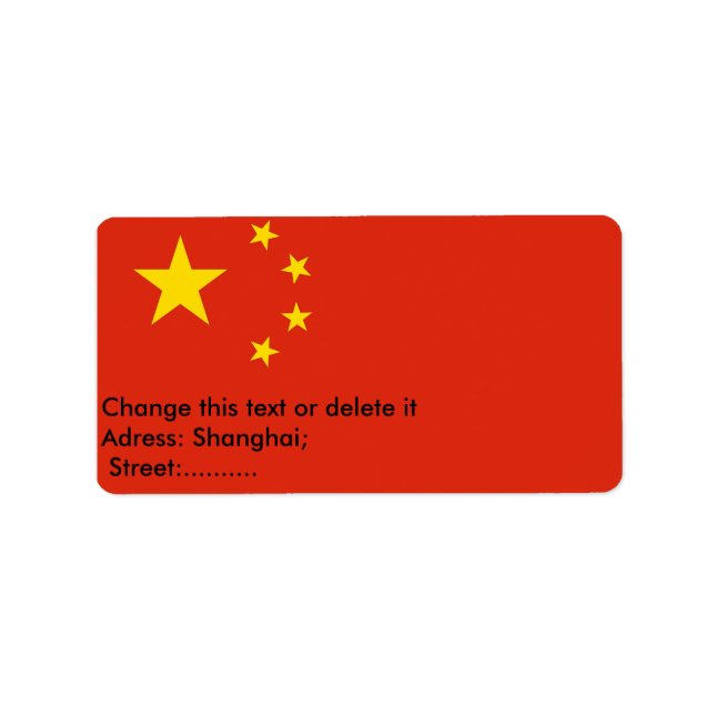 Custom Label with Flag of China (Front)