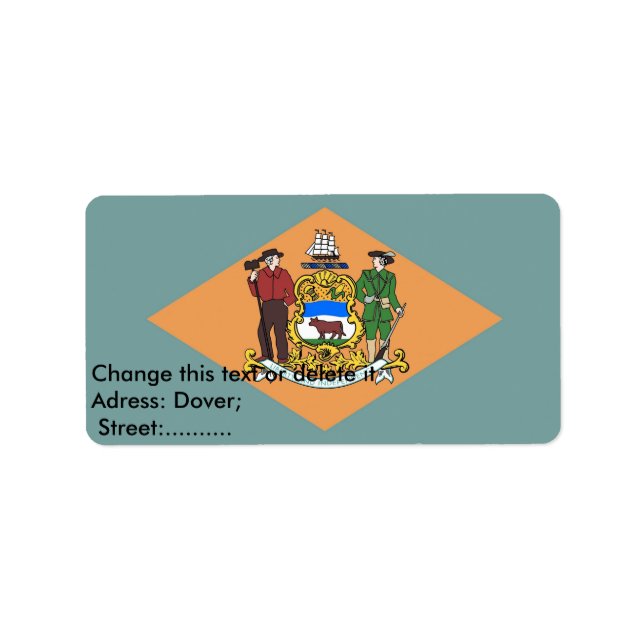 Custom Label with Flag of Delaware, U.S.A. (Front)