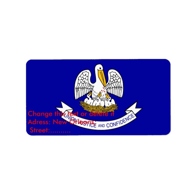 Custom Label with Flag of Louisiana, U.S.A. (Front)