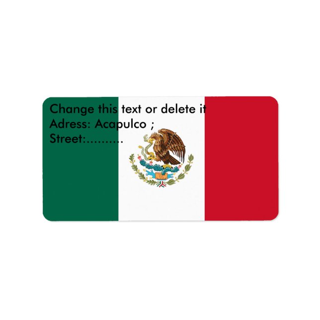 Custom Label with Flag of Mexico (Front)