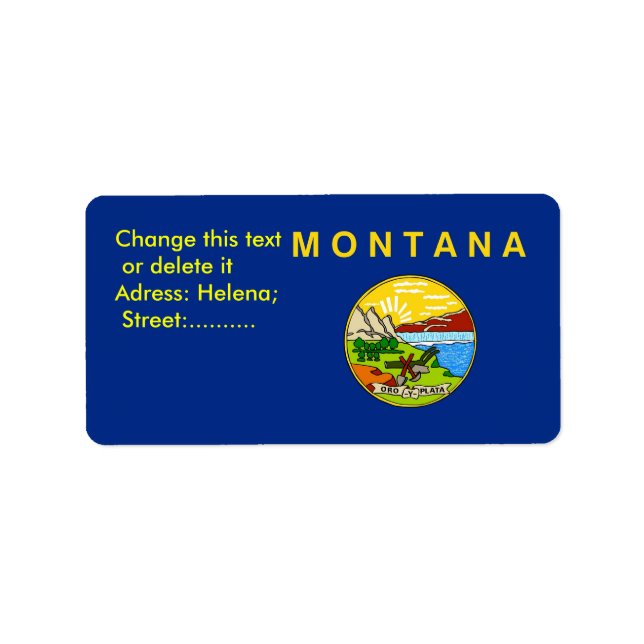 Custom Label with Flag of Montana, U.S.A. (Front)