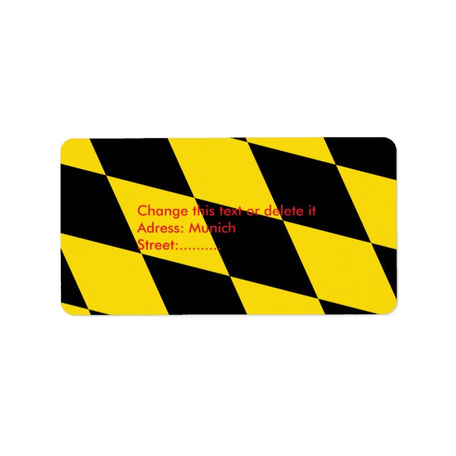 Custom Label with Flag of Munich, Bavaria, Germany (Front)