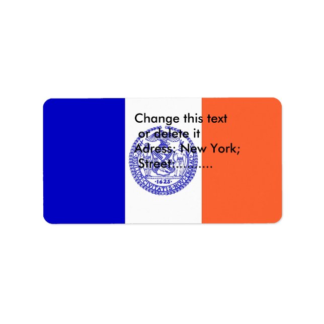 Custom Label with Flag of New York, U.S.A. (Front)