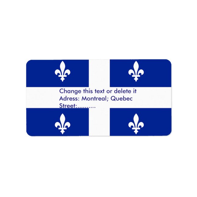Custom Label with Flag of Quebec, Canada (Front)