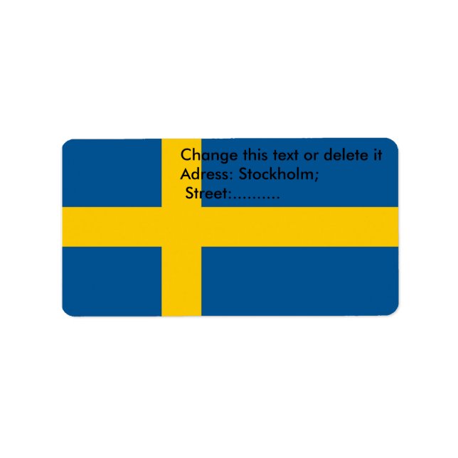 Custom Label with Flag of Sweden (Front)