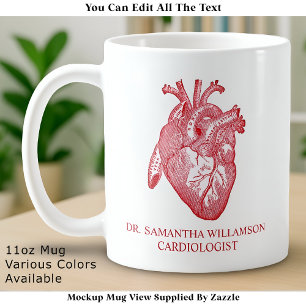 Custom Labelled Vintage Anatomical Heart, Red Coffee Mug