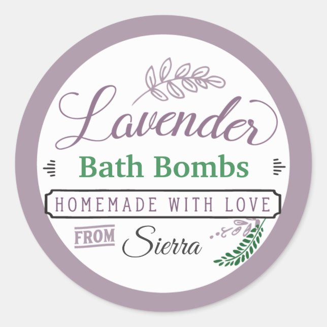 Custom Labels for Bath Products Lavendar Scented (Front)