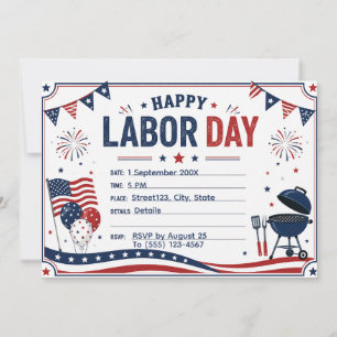 Custom Labour Day BBQ Party Invitation   Patriotic
