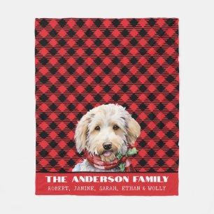 Custom Labradoodle Family Buffalo Plaid Christmas Fleece Blanket