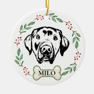 Custom Labrador Dog Personalized Hand Drawing Ceramic Ornament