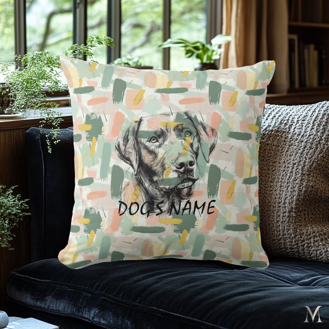 Custom Labrador Portrait Pillow Abstract Pattern (Creator Uploaded)