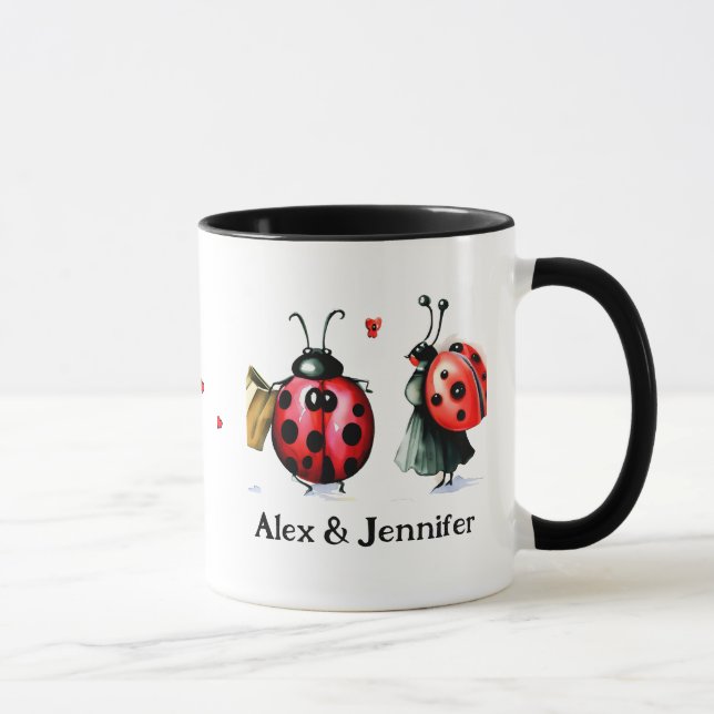 Custom Lady Bug Couple Names Personalized Mug (Right)