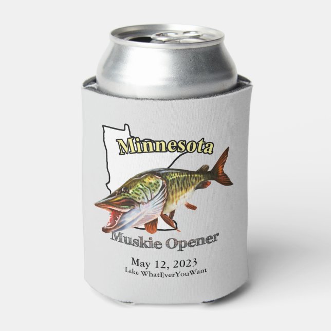 Custom Lake/Date Minnesota Muskie Opener Light Can Cooler (Can Front)