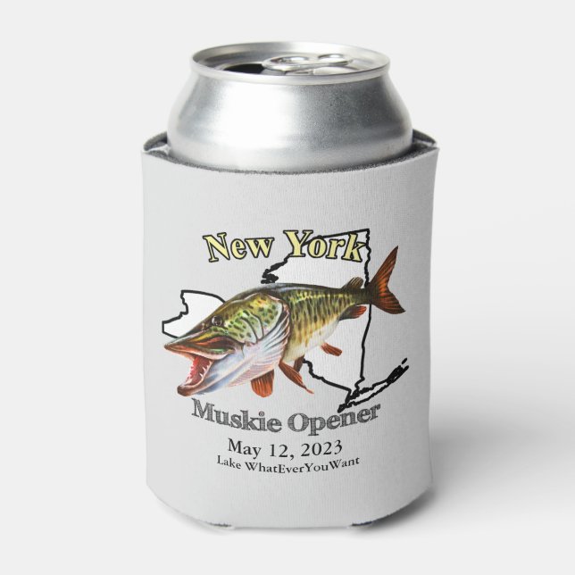 Custom Lake/Date New York Muskie Opener Light Can Cooler (Can Front)