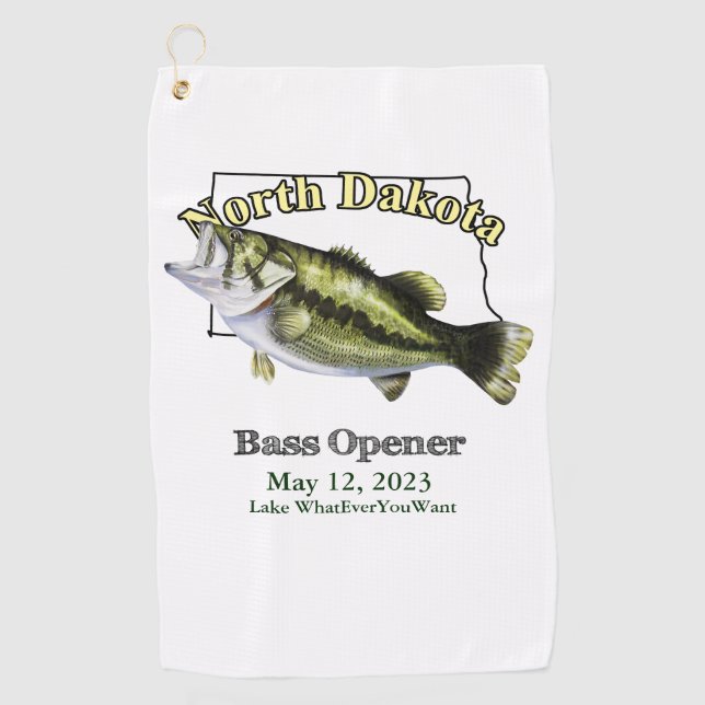 Custom Lake/Date North Dakota Bass Fishing Towel (Front)