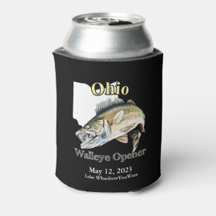 Custom Lake/Date Ohio Walleye Opener Dark Can Cooler
