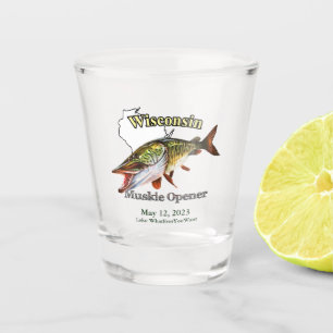 Custom Lake/Date Wisconsin Muskie Opener Shot Glass