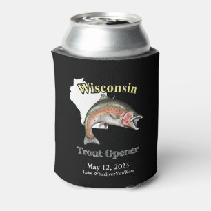 Custom Lake/Date Wisconsin Trout Opener Dark Can Cooler