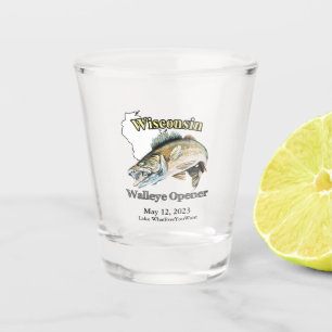 Custom Lake/Date Wisconsin Walleye Opener Shot Glass