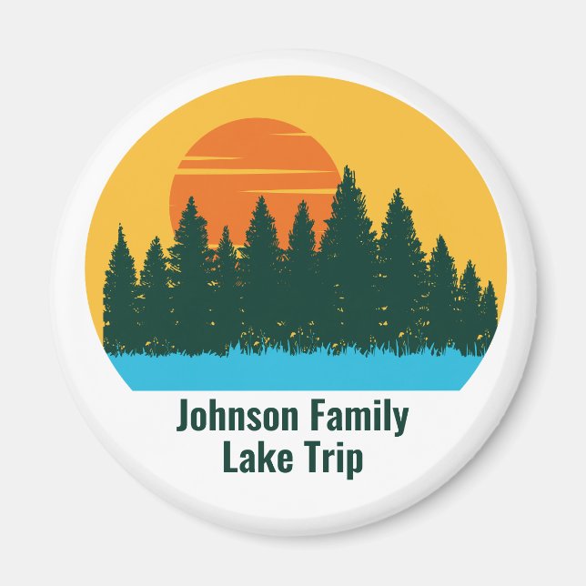 Custom Lake House Family Trip Cute Sunset Magnet (Front)