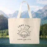 Custom Lake Life Sunset Minimalist Modern Boho Large Tote Bag<br><div class="desc">Boho lake vibes! Carry the town's sunset magic with our jumbo tote. Custom,  modern,  and perfect for your lake life essentials. 🌅👜 #LakeLifeStyle #BohoChic</div>
